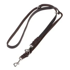 Heim Plaited Leather Double Dog Lead - Brown