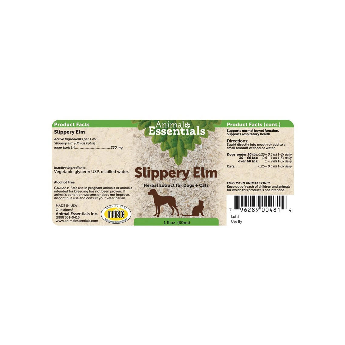Animal Essentials Slippery Elm Digestive Herbal Extract Liquid For Dogs & Cats - Image 2