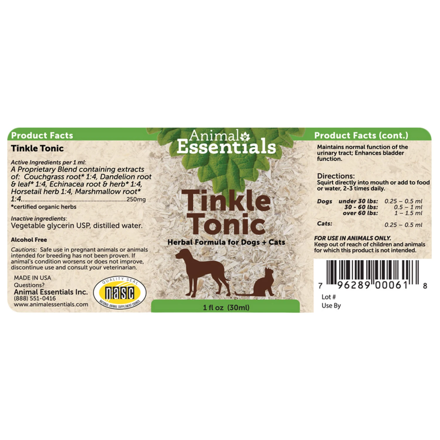 Animal Essentials Tinkle Tonic Herbal Formula Liquid For Dogs & Cats - Image 2